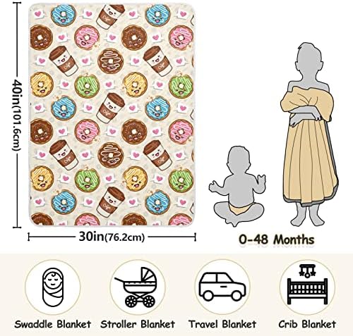 Oollabaky Donut Coffee Baby Bobet para meninos Meninas Cotton Throe Glante Swaddle Blain para ativo de carrinho