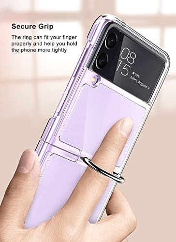 Makavo para Samsung Galaxy Z Flip 3 Caspo claro com suporte para anel, [atualizado] Tampa de telefone