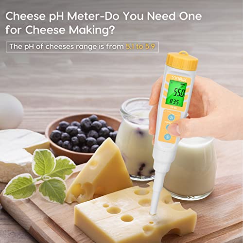 Medidor de pH digital Yinmik para alimentos, sonda de pH para massa de massa e massa de pão,