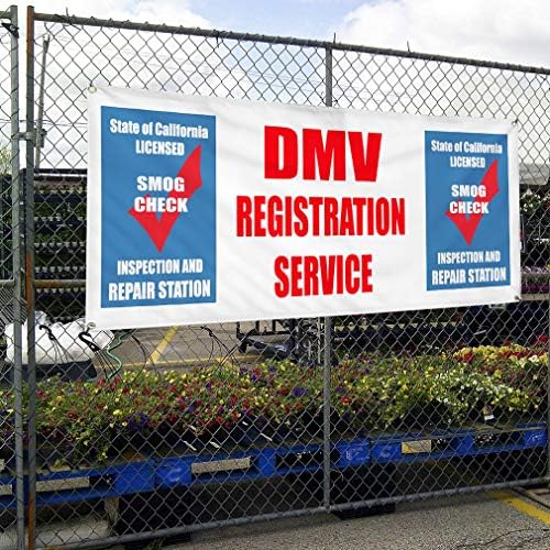 Vinil Banner Múltiplos tamanhos DMV Serviço de registro Smog Verifique a inspeção de inspeção automotiva ao
