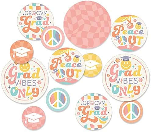 Big Dot of Happiness Groovy Grad - Hippie Graduation Party Giant Circle Confetti - Decorações de festas