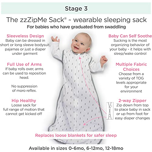 Saco de dormir Microfleece saco, círculos leves, mocha, 6 a 12 meses, cobertor vestível com zíper bidirecional