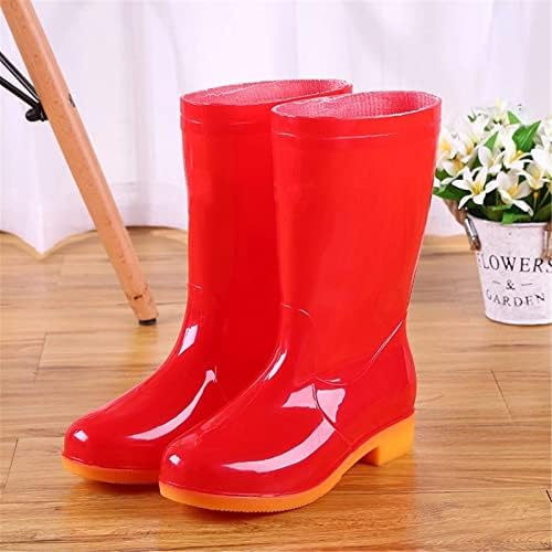 Sinzelimin Women's Rain Boots Plataforma não deslize botas de chuva Sapatos de jardim à prova d'água Joelho