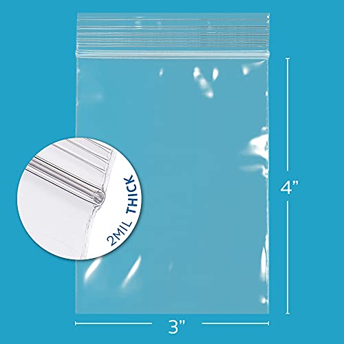 Sacos de zíper reutilizáveis ​​de plástico transparente - Caso GPI a granel de 1000 3 x 4 2 mil espessos