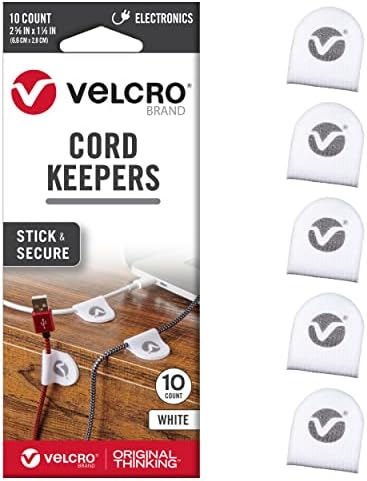Velcro Brand Cord Keepers | Clipes de cabo de nylon macios organizam fios em casa, escritório, mesa ou