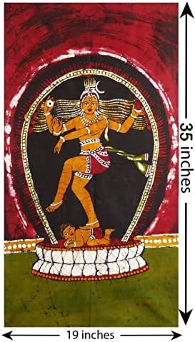 DollSofindia nataraja - dançarina cósmica Shiva - 35 x 19 polegadas - pintura multicolorida Batik em tecido