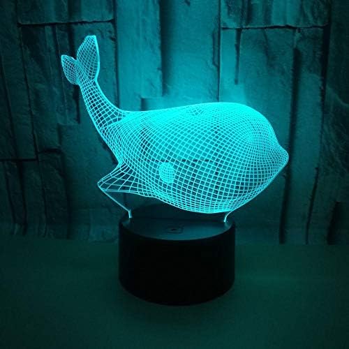 Lâmpada de baleia fofa 3D Lâmpada LED acrílica ilusão de baleia peixe noite luz 7 cores mudando