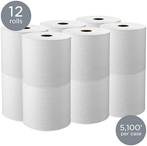 Toalhas de papel de rolo hard kleenex com bolsos de absorção premium, núcleo de 1,5 , branco, 425 '/roll,