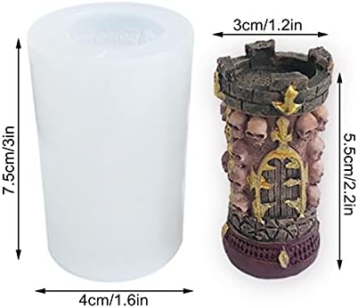 Molde de vela de silicone da torre do crânio, decoração de bolo de doces de molde de sabão de silicone, molde de