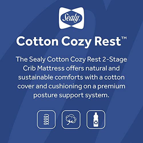 Sealy Cotton Cosy Rest Rest impermeável berço e colchão de criança - 204 bobinas premium - feitas