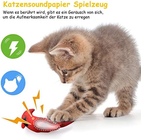 Dorakitten Cat Chew Toy Fabric 4pcs Algodão realista fofo interativo pássaro falso brinquedo de mordida artificial