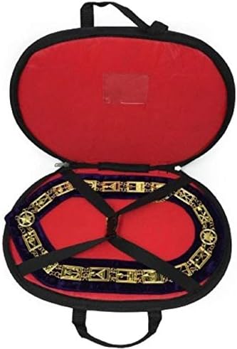 Regalia Lodge Knights Templar - Cola de corrente maçônica - ouro/prata em vermelho + estojo livre