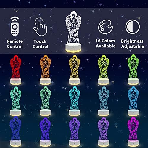Lamemez Angel Lights Kids 3D Night Light Optic Illusion Lamp com 16 cores controle remoto Mudança de aniversário