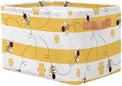 Auuxva Storage Basket Cube Cartoon Bee Honeycomb de grandes cestas de armazenamento dobrável Bins