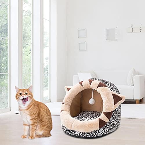 Ｋｌｋｃｍｓ Camas de gato laváveis ​​com bola de brinquedo para cachorro quente móveis anti deslize caverna de caver