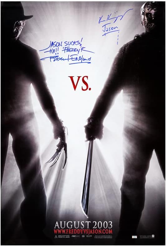 Robert Englund, Ken Kirzinger autografou 2003 Freddy vs. Jason 27x40 pôster original do filme