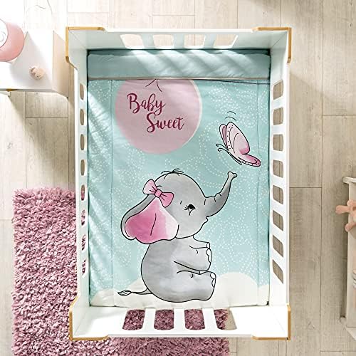 Doce pequeno elefante para meninas de cama de menina conjunto rosa Nursery para chá de bebê Material: algodão