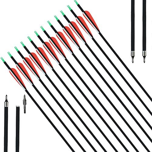 Xixili 12 pacote de flechas de carbono 32 polegadas, caça e prática de alvo setas para arco composto