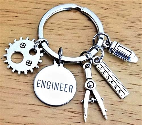 Engenheiro Keychain Engineer Mechanical Design Engenharia Graduação Gearm Charme Régua Compassro Engenheiro Lápis