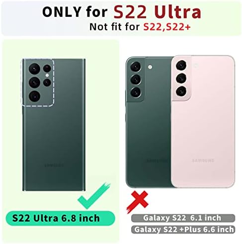 Monasay Zipper Cartet Case para Galaxy S22 Ultra 5G, [Protetor de tela] [Bloqueio de RFID] Flip Leather
