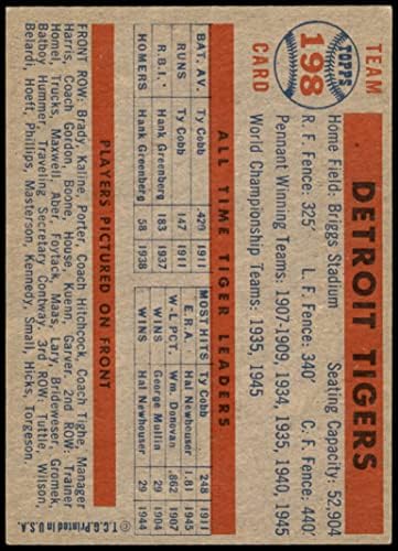1957 TOPPS 198 TIGERS Equipe Detroit Tigers EX/MT+ Tigres