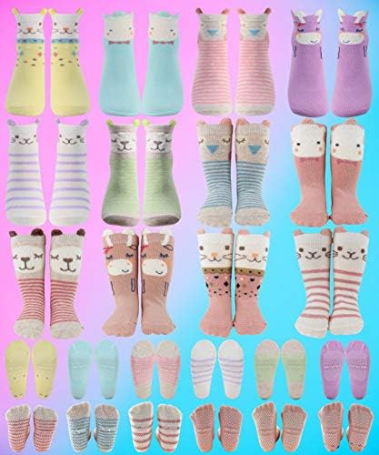 Pequena Capitão Baby Toddler Girls Animal Grip Tube Socks Anti-Skid Cartoon Recém