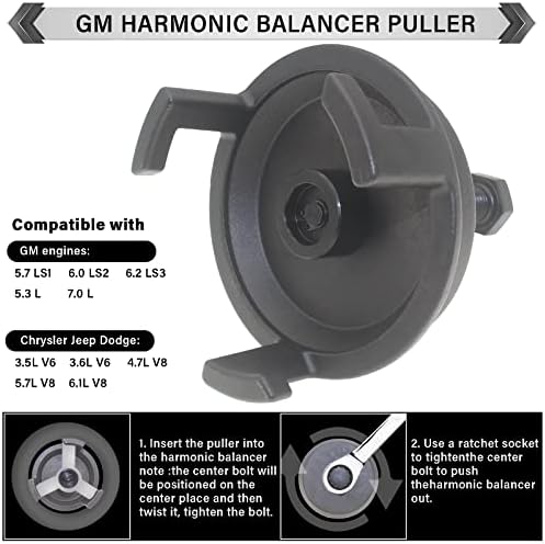 25264 Balancer Harmonon Balancer Puller para GM, LS Crank Polley Puller, Remova rapidamente o balanceador harmônico