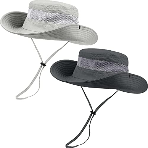2 Pacote de chapéu de sol Boonie para homens e mulheres com proteção UV UPF 50+ para pesca, caminhada