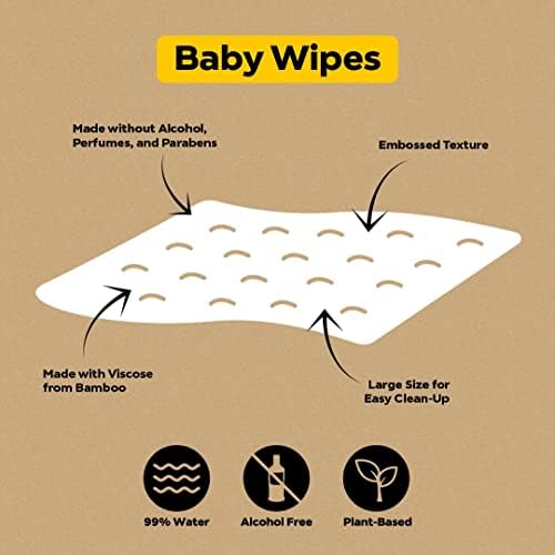 Dyper viscose de fraldas de bebê de bambu Tamanho 3 + 18 lenços úmidos de embalagem | Ingredientes