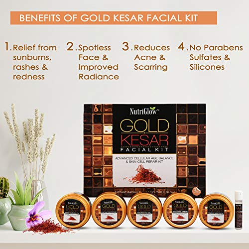Kit facial de kesar de ouro nutriglow com lavagem de face/nourshing de ouro kesar/nourshing de ouro