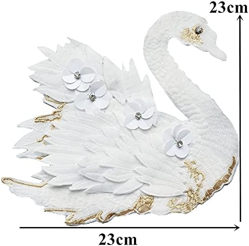 UXZDX CuJux Black Swan Branco 3D Flores de penas Stromestone Apliques de tecido bordados costuram