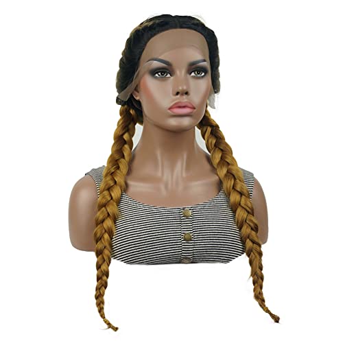 AIMOLOLE Two Brail Lace Wigs Front Wigs Women Synthetic Hair Long Lace Wig