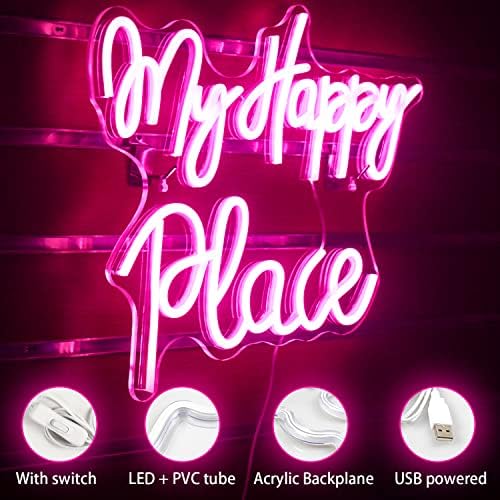 Wanxing My Happy Place Néon SIGN Pink LED SIGNS LETRAS DE NEON LUZES NEO