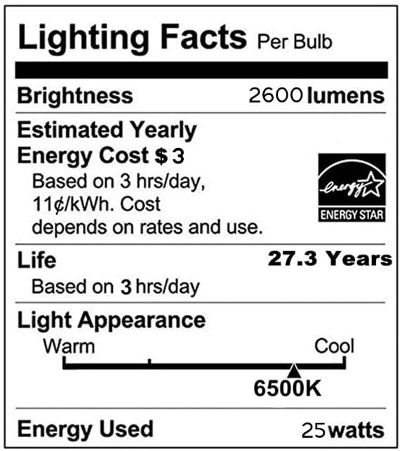 Edearkar 25W E26 Lâmpada de milho LED 250W Luz do dia equivalente Branco 6000K, não-minúsculo, AC85-265V,