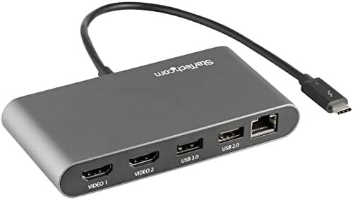Startech.com Thunderbolt 3 Mini Dock - Estação de docking portátil de monitor duplo com HDMI 4K 60Hz, 2X USB