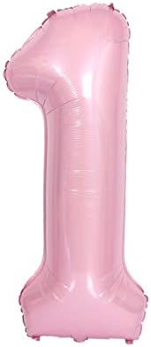Janou Número 1 balão rosa 40 polegadas Big Helium Foil Balões de 1º aniversário da festa de casamento do chá