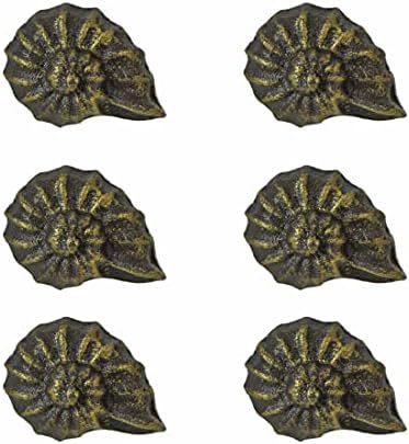 Conjunto de 6 ferro rústico de bronze náutilus gaveta puxar gabinete decorativo botão de decoração do mar