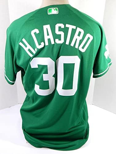 2020 Detroit Tigers Harold Castro 30 Jogo emitido Green Jersey St Patricks 44 05 - Jogo usada MLB Jerseys