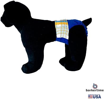 Plandela amarela azul de Barkertime na fralda de cachorro à prova d'água premium, XL, com orifício de traseira