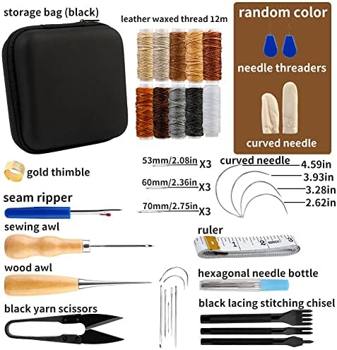 Kit de costura de couro, kit de ferramenta de costura de couro inclui agulhas de costura de couro costura de costura
