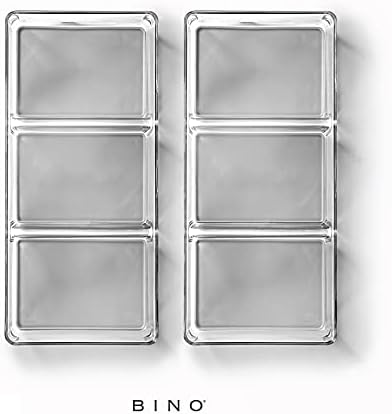 Bino | Organizador de gavetas de plástico de 3 compartimentos, cinza claro - 2 pacote | O artesão+ | Caixas