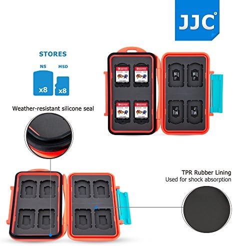 JJC 8 + 8 Slots Card Case de memória Card Card Protetor para 8 x Cartão de jogo + 8 x Micro SD/MSD Cartão