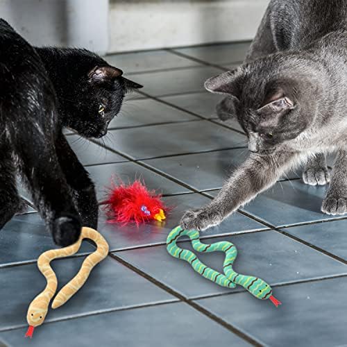 Xnuoyo 4 Pack Snake Toys Cats, Catnip Snake Toys for Kitten, Abrega brinquedos interativos de catnip para