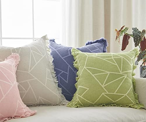 Capas de travesseiros de cocoploche Boho 18x18 Conjunto de 2 tampas de travesseiro de arremesso quadrado Casos de almofada decorativa de almofada decorativa para sofá -de -sofá (bege bege (bege