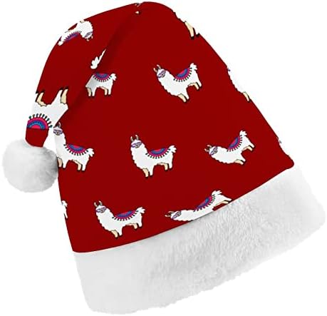 Engraçado Lhama Alpaca Christmas Papai Noel Chapé
