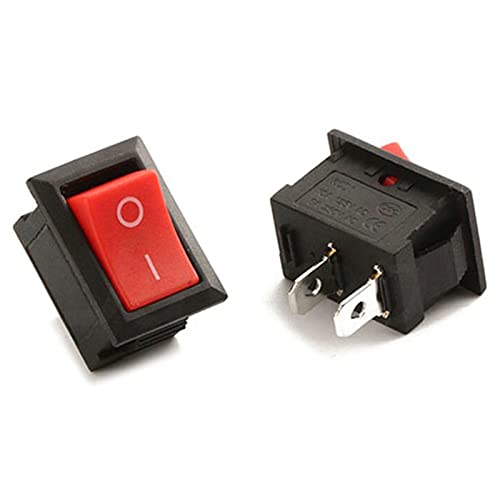 10pcs/set mini botão de botão SPST 2 pinos On/Off Rocker Toggle Switch 6A 250V