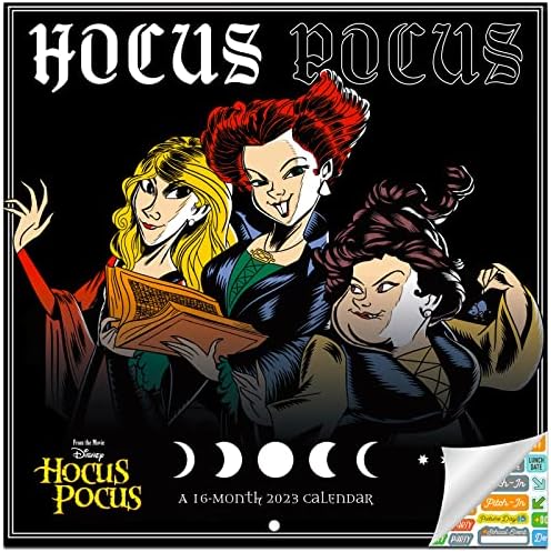 Calendário de Disney Hocus Pocus 2023 - Deluxe 2023 Hocus Pocus Wall Calendar Pacote com mais de 100 adesivos