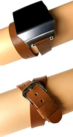 Nickston Brown Double Wrap Leather Band Compatível com Fitbit Ionic Smartwatch duas vezes em torno do pulso Soft