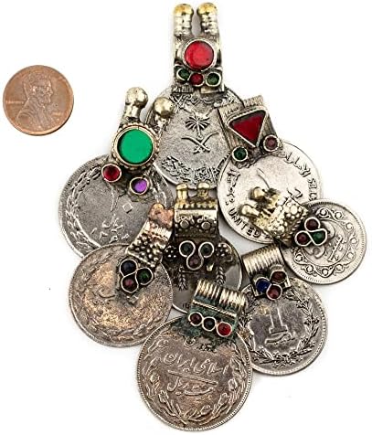 The Bebeadchest Fancy Afghani Coin Pingents Set of 8 Afeganistão Silver White Metal Large Hole Large