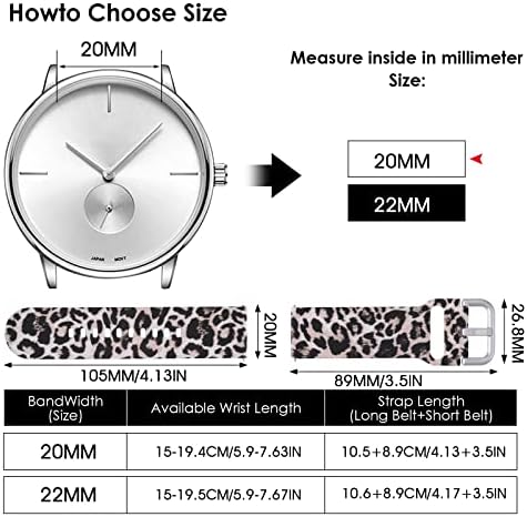 Bandas de relógio de silicone Cobee, 20mm/22mm Banda de leopardo de leopardo
